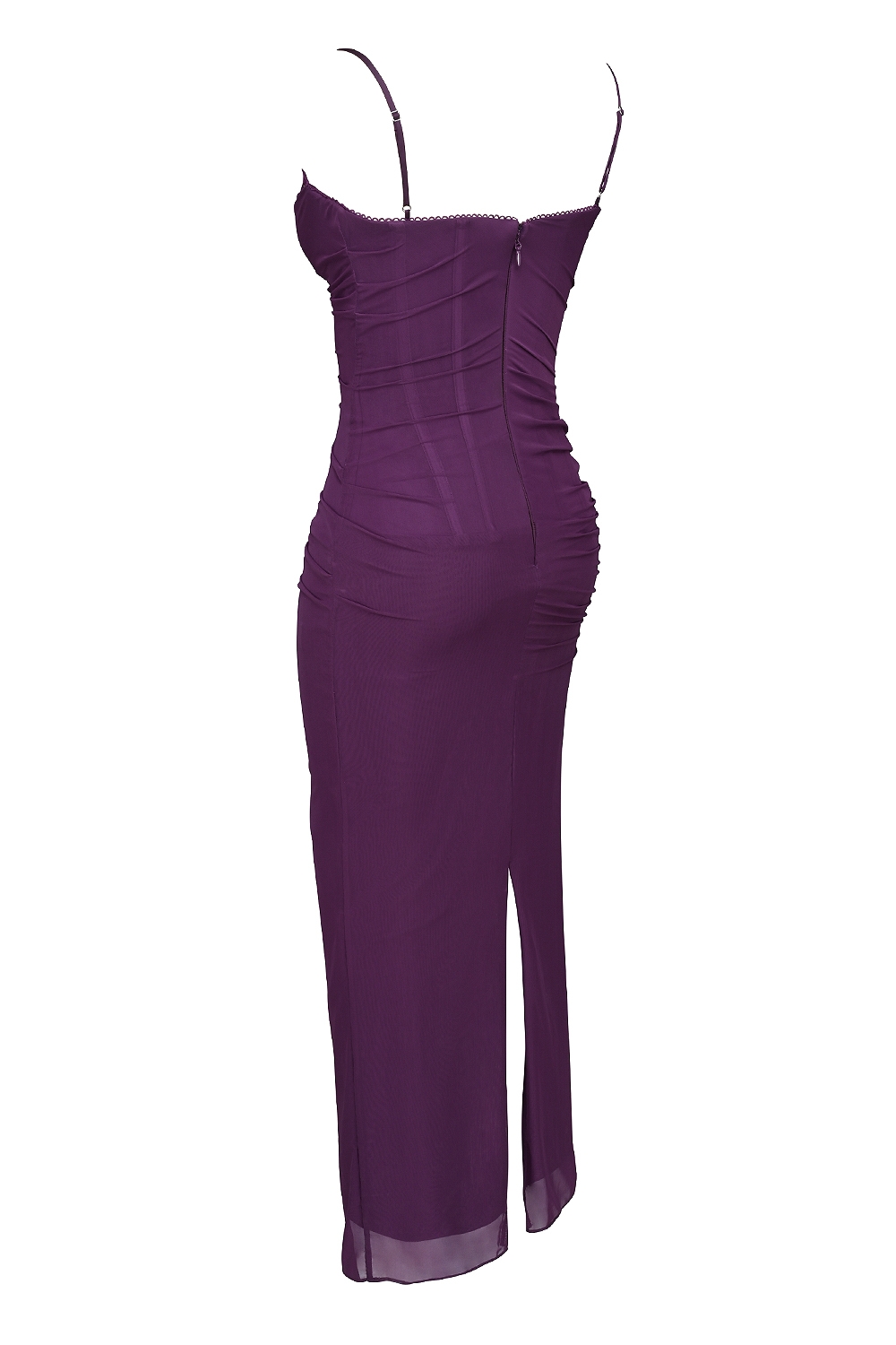Nalini-Grape Mesh Corset Maxi Dress