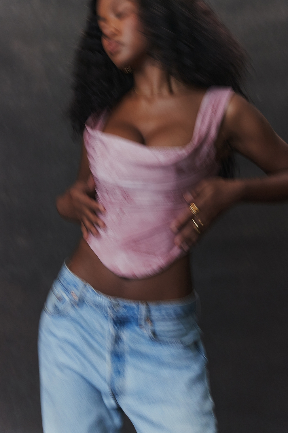 Una-Pink Print Corset