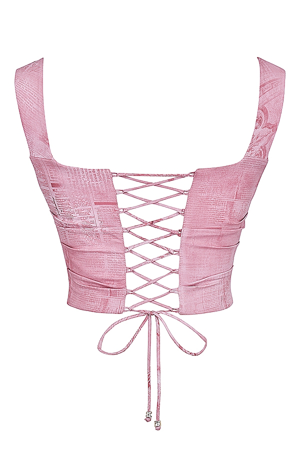 Una-Pink Print Corset