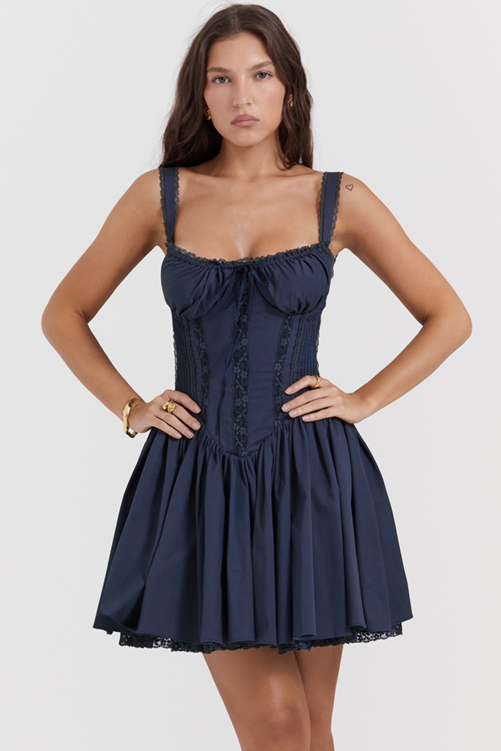 Pietra-French Navy Corset Mini Dress