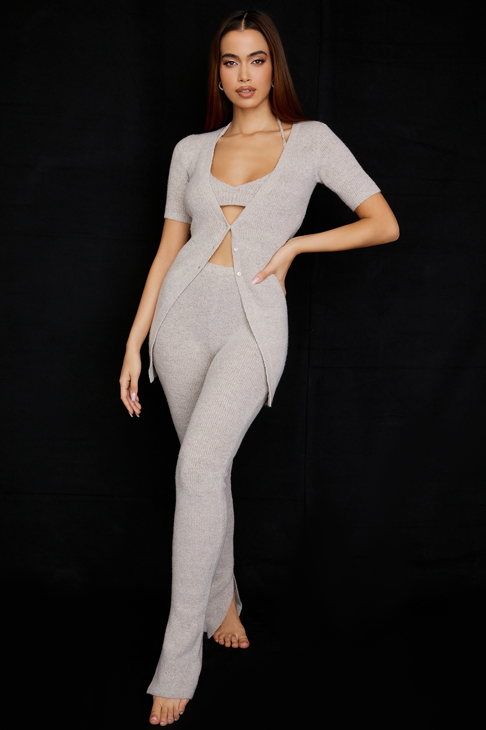 Opal-Oatmeal Ribbed Knit Cardigan - SALE