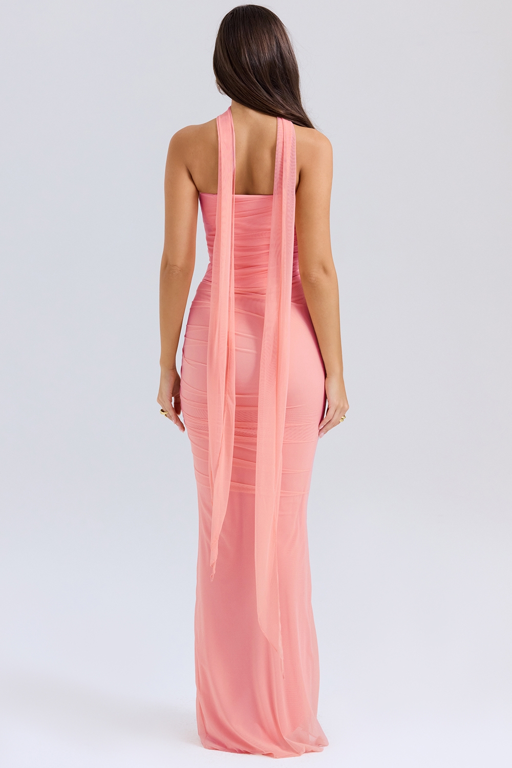 Hallie-Peach Strapless Corset With Neck Scarf