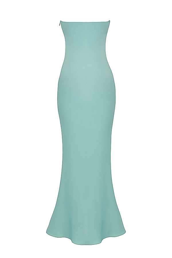 Alette-Jade Satin Strapless Maxi Dress