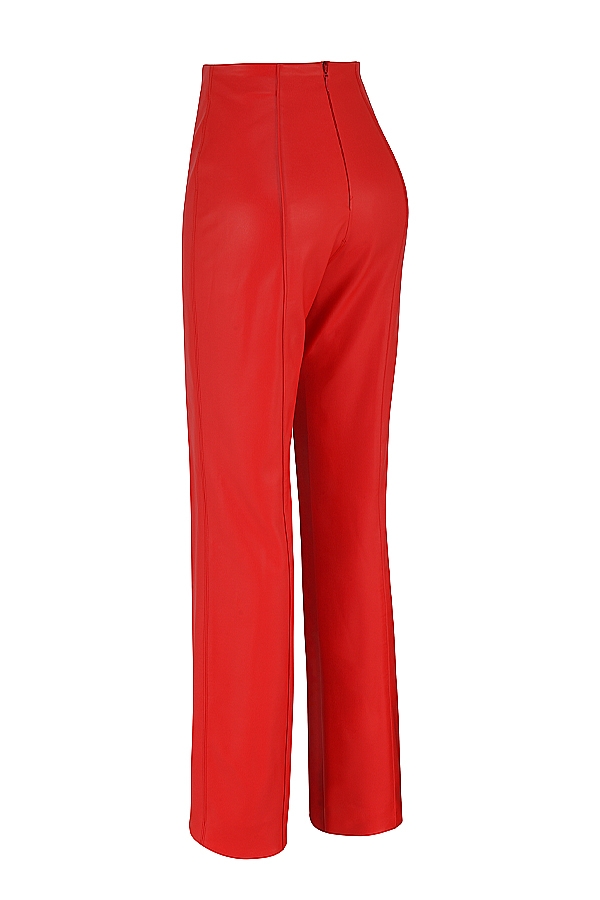 Elenaora-Scarlet Vegan Leather Trousers