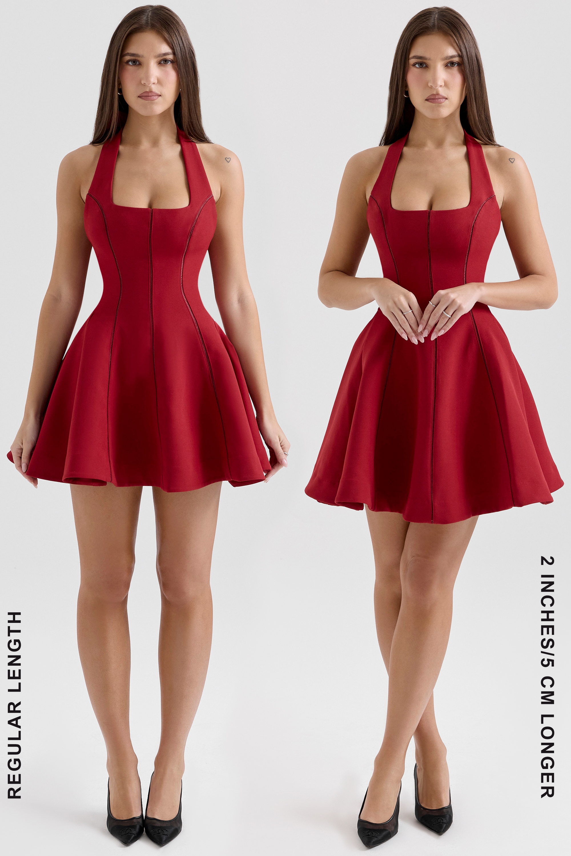 Loulette-Red Halter Neck Bow Mini Dress