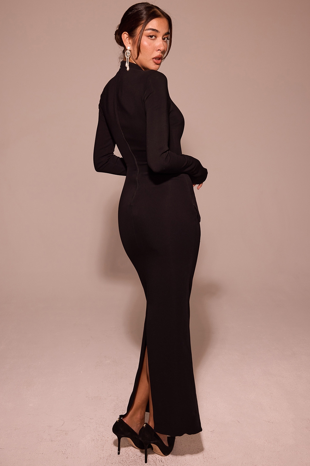 Marie-Louise-Black Turtleneck Maxi Dress