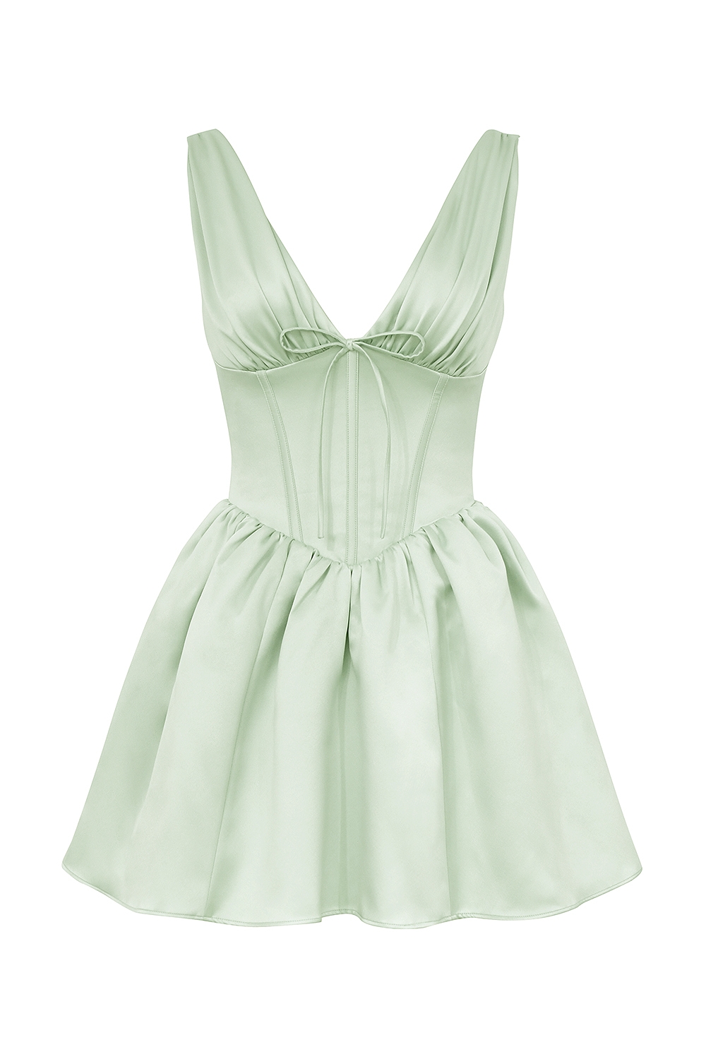 Emmeliette-Pistachio Satin Mini Dress - SALE
