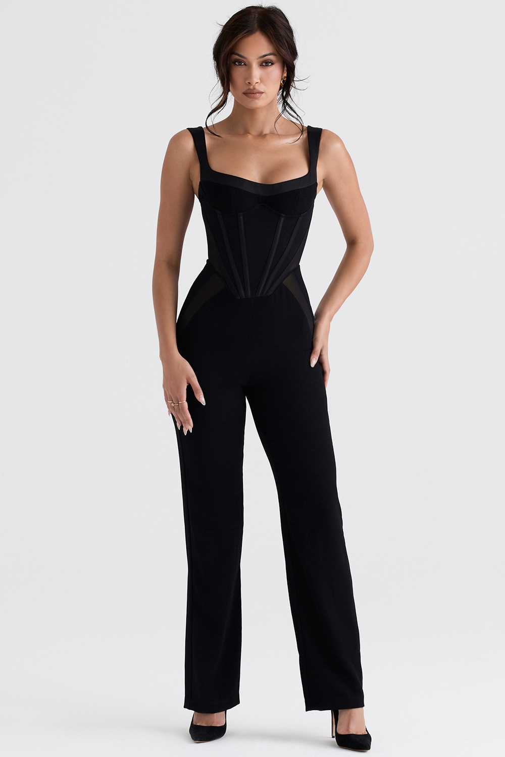 Mylene-Black Corset Jumpsuit