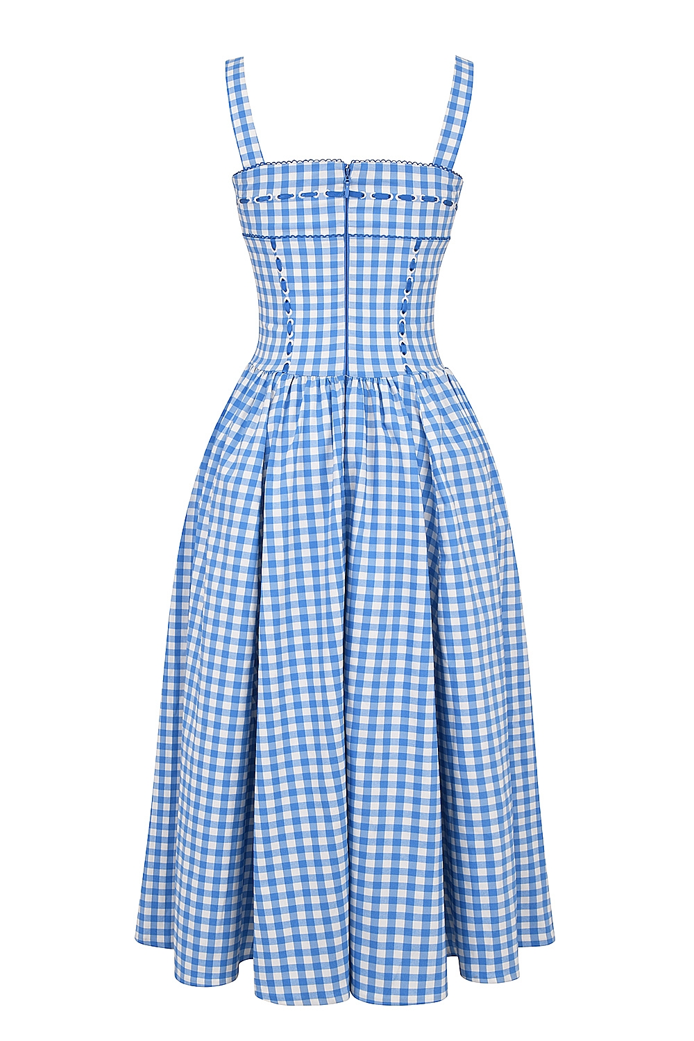 Vivien-Regatta Blue Gingham Midi Sundress