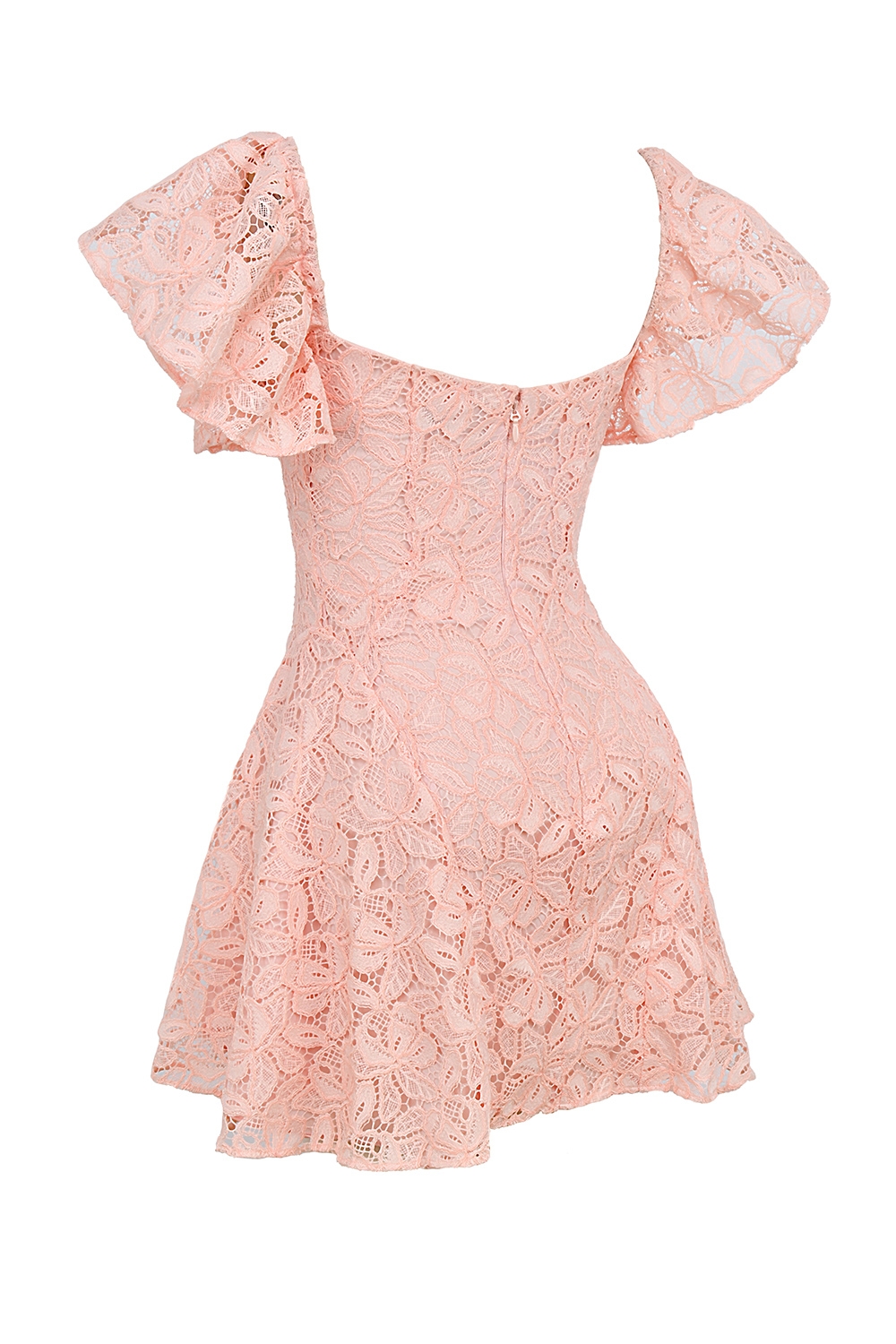 Verity-Perfectly Pink Floral Lace Mini Dress