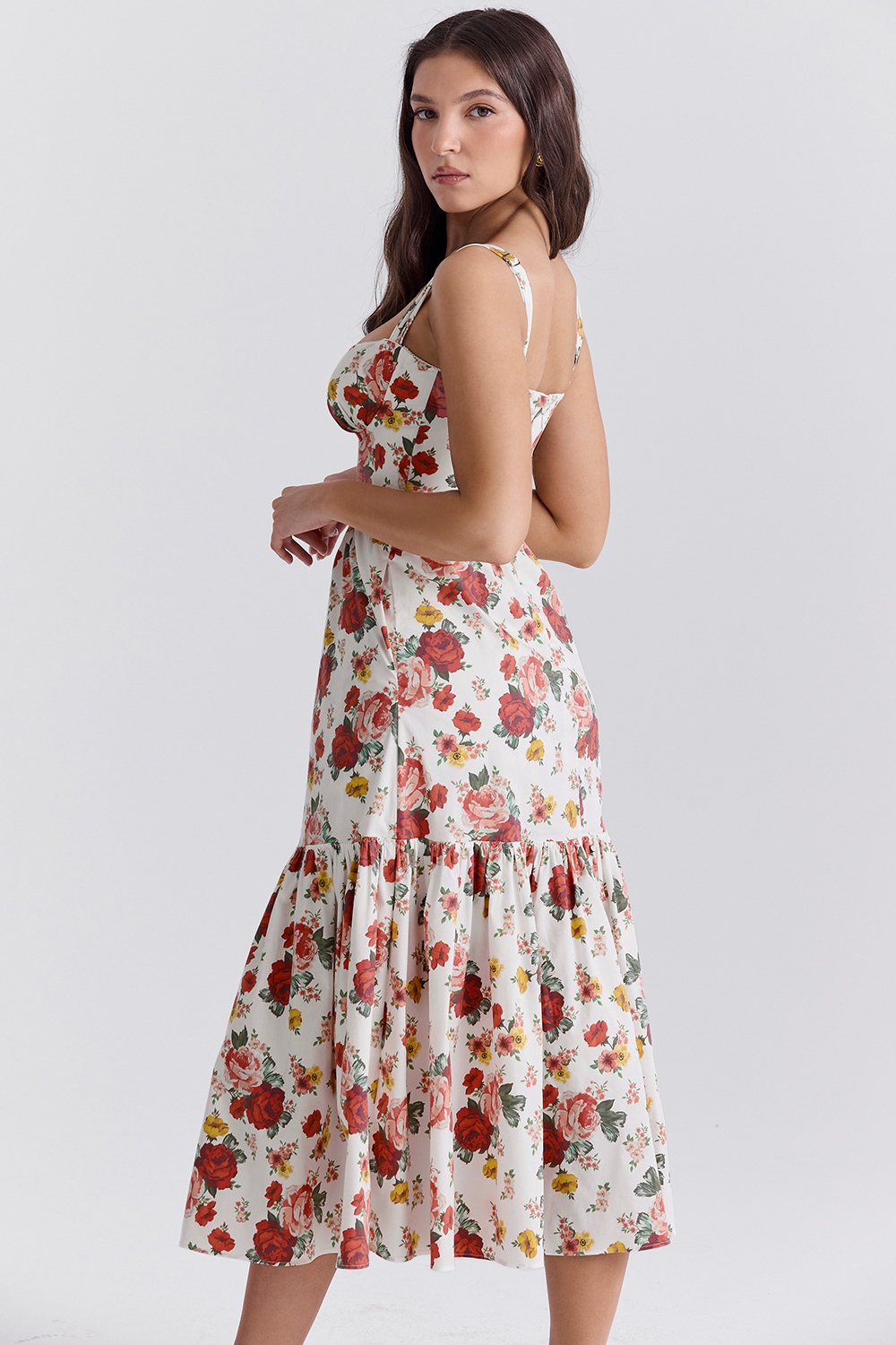 Elia-Italian Rose Print Cotton Midi Sundress
