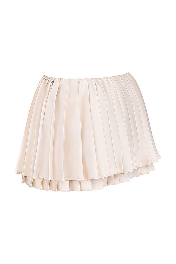 Emira-Ivory Pleated Mini Skirt
