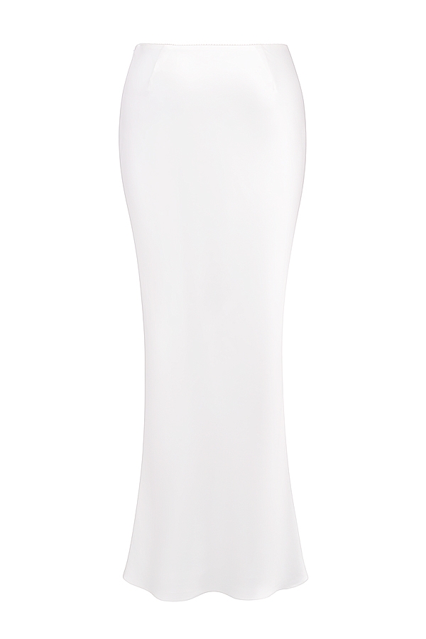 Sydel-White Satin Bias Cut Maxi Skirt