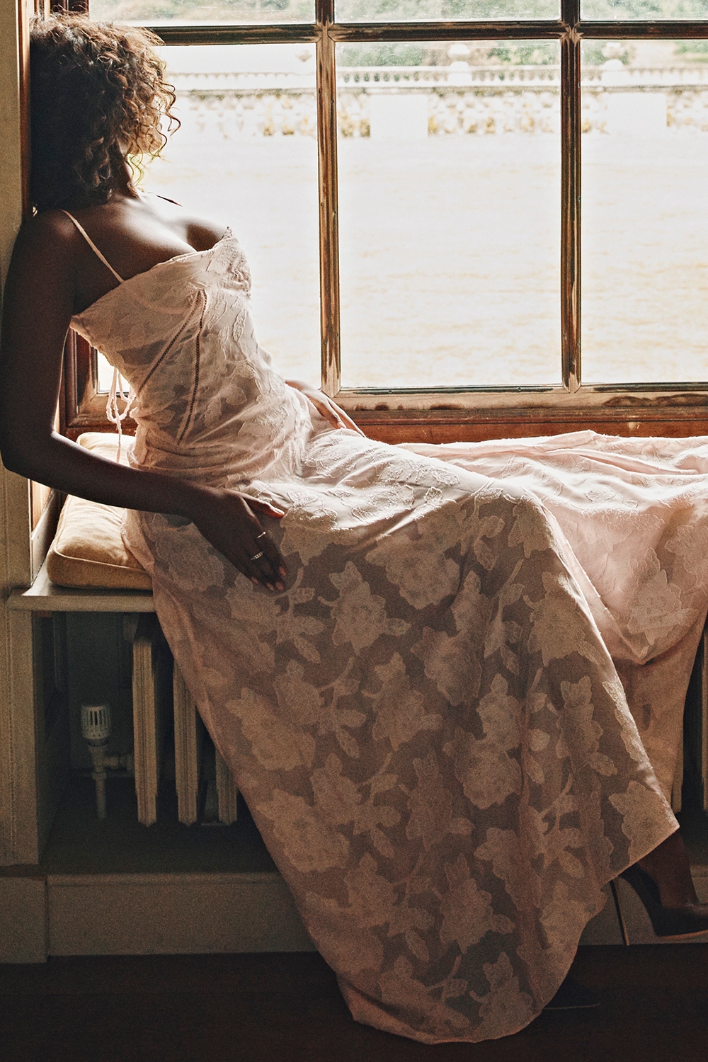 Seren-Soft Pink Floral Lace Back Maxi Dress