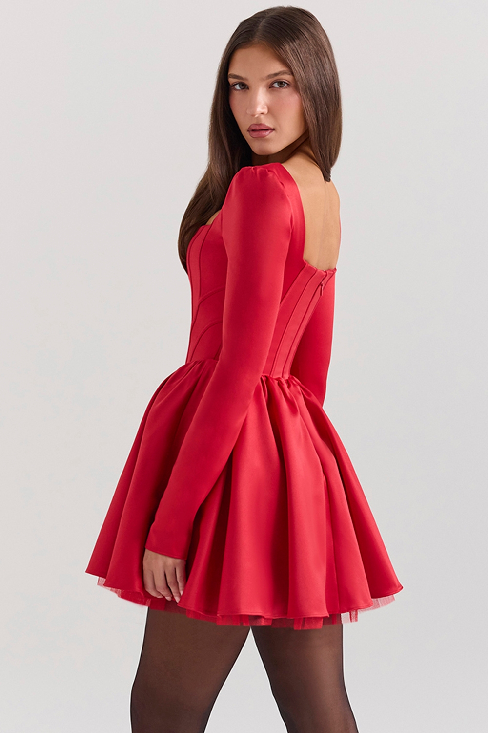 Nina-Holly Red Removable Bow Tulle Mini Dress - SALE