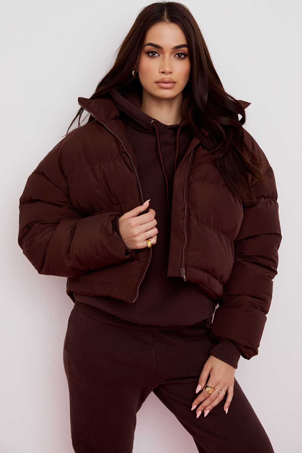 Hero-Chocolate Oversized C Shape Puffer Jacket