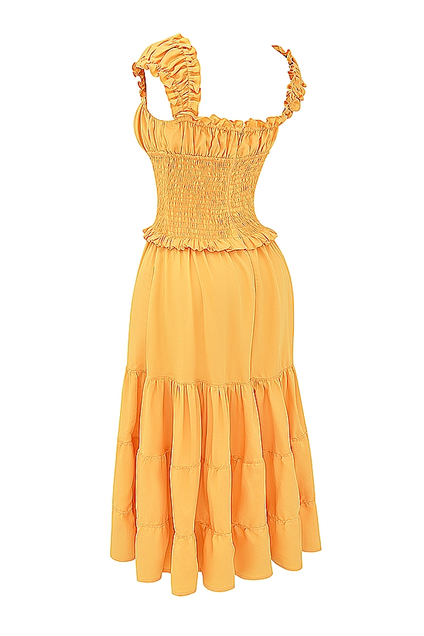 Phedra-Tangerine Shirred Sundress