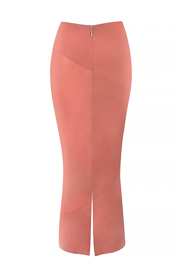 Colette-Rose Satin Low Waist Midi Skirt