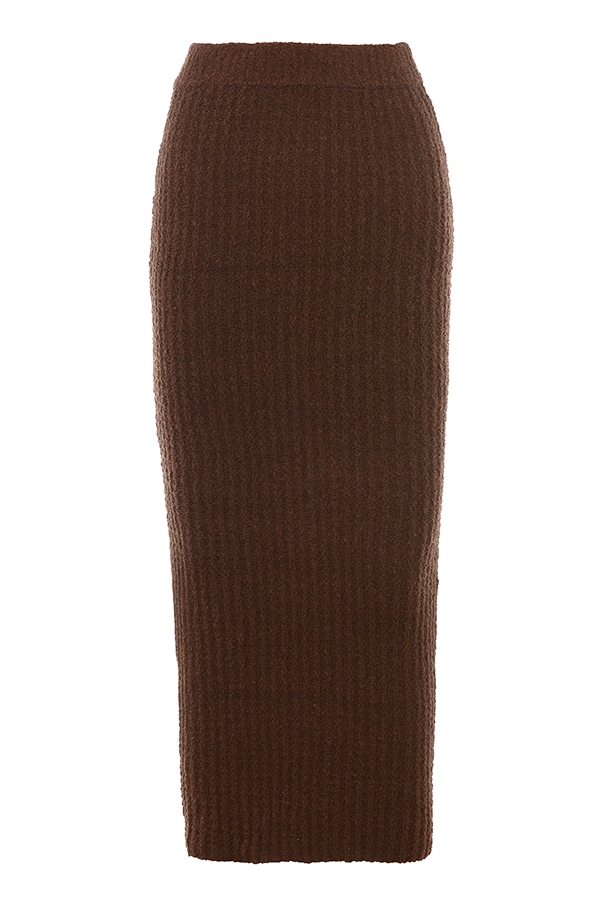 Sloane-Chocolate Soft Cotton Boucle Maxi Skirt - SALE