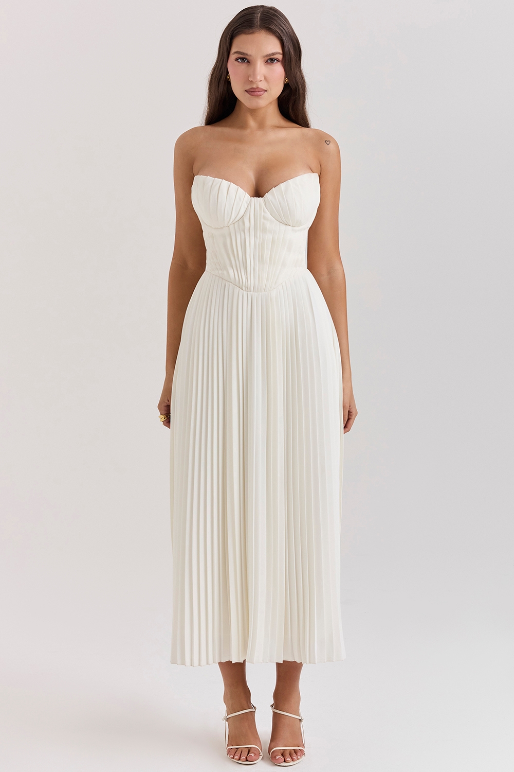 Amorata-Ivory Pleated Maxi Dress