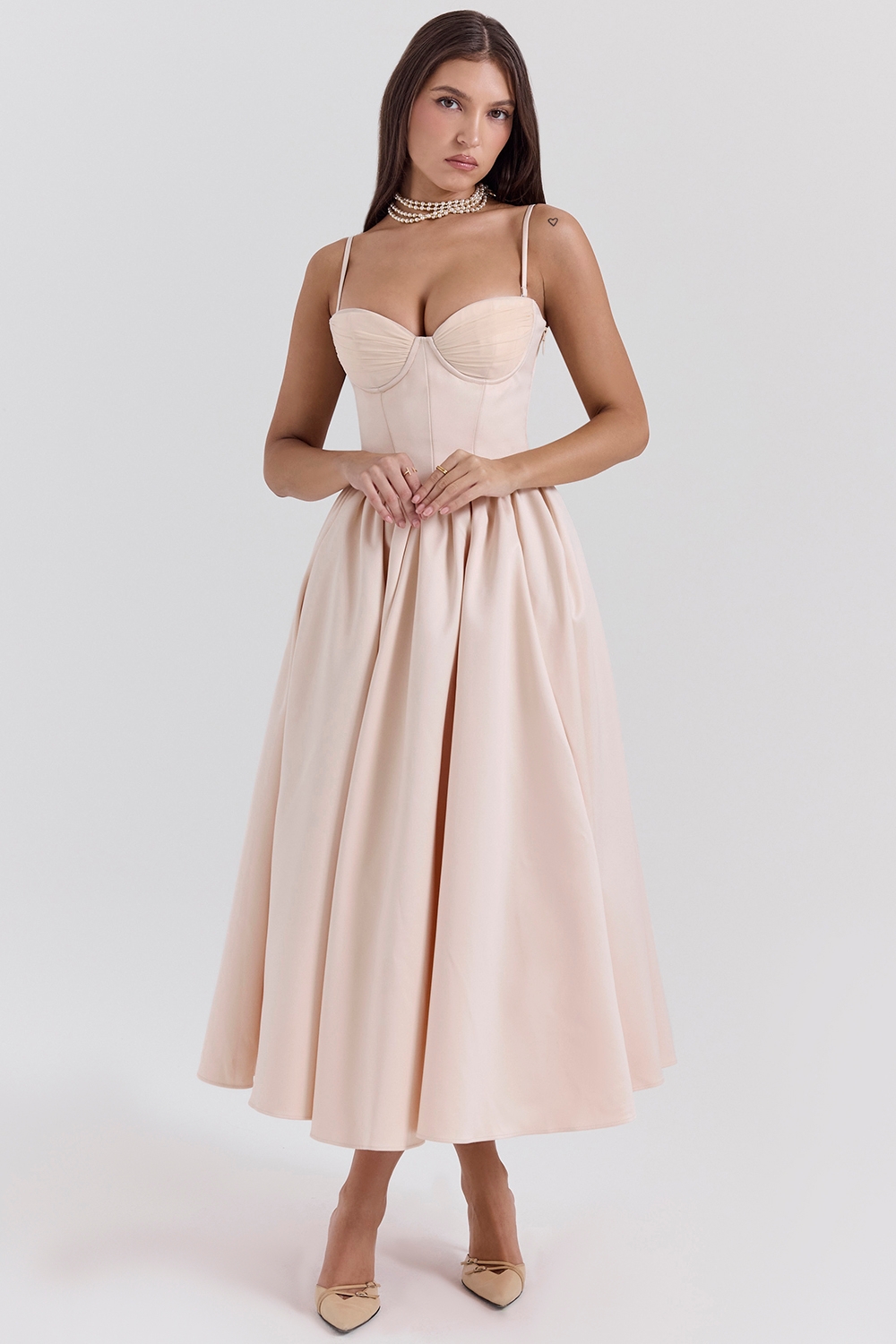 Perfect-Peach Satin Corset and Skirt - SALE
