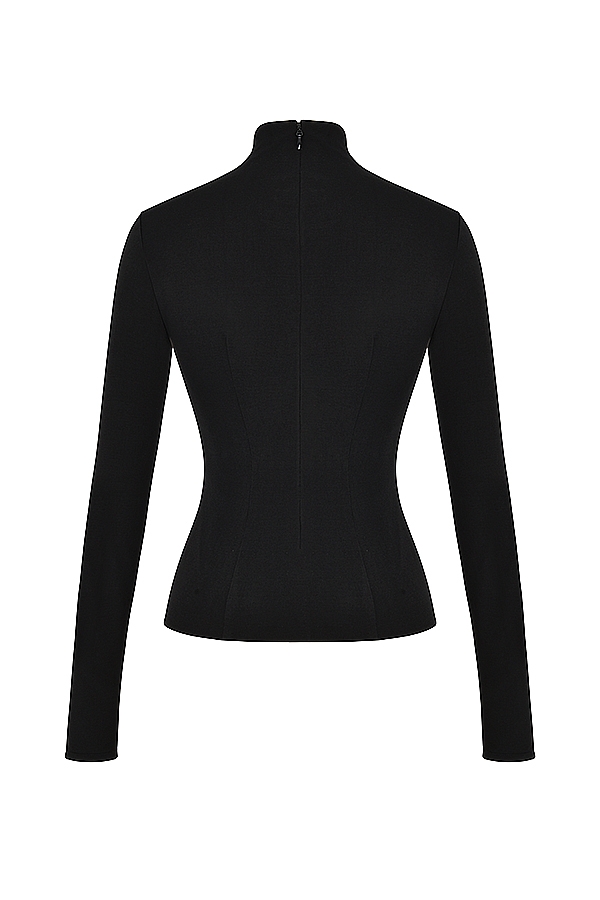 Lori-Black Crystallised Lace Up Top