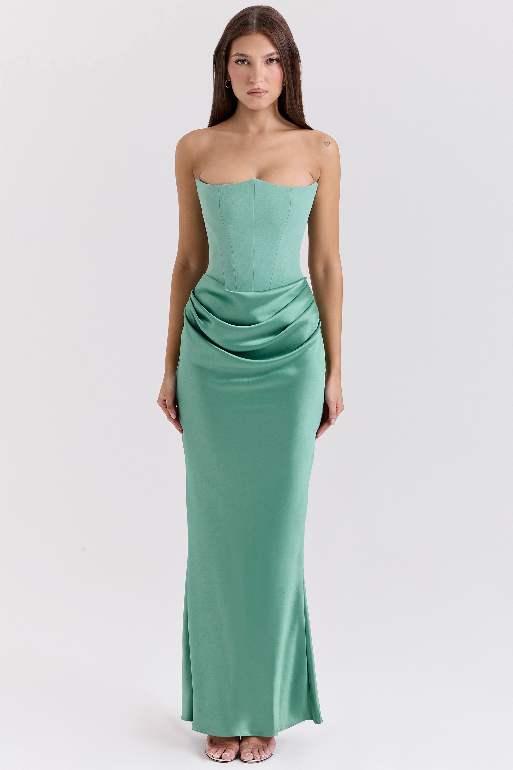 Persephone-Jade Strapless Corset Maxi Dress
