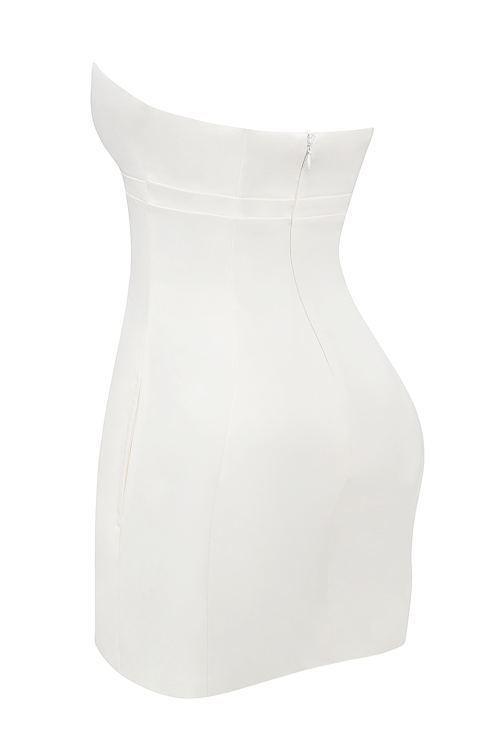 Mimi-White Strapless Twill Mini Dress