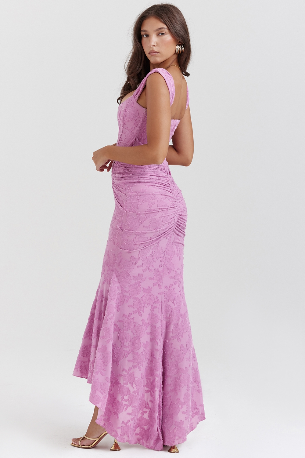 Cesca-Rose Pink Floral Maxi Dress