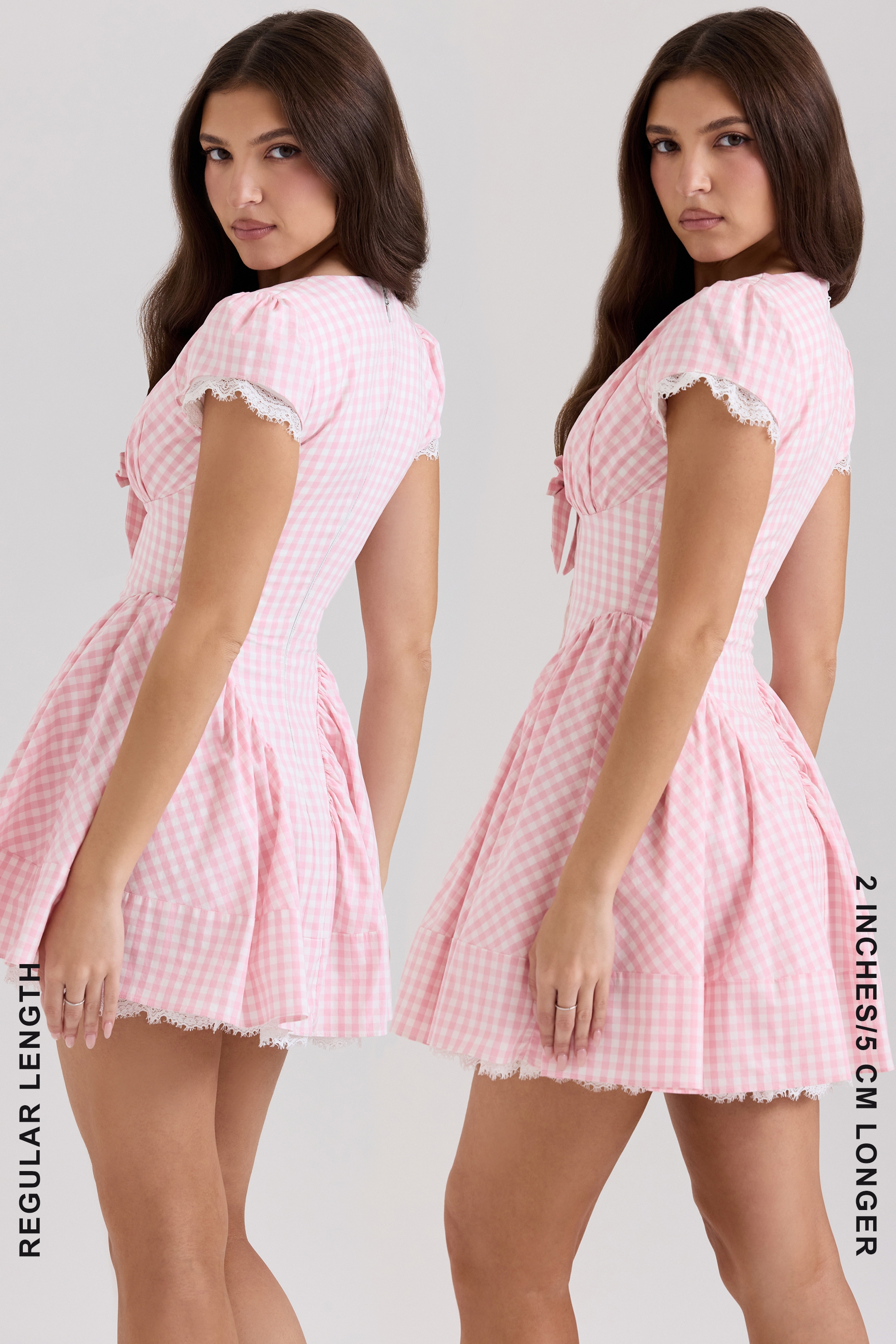 Emiliana-Pink Gingham Cotton Mini Dress