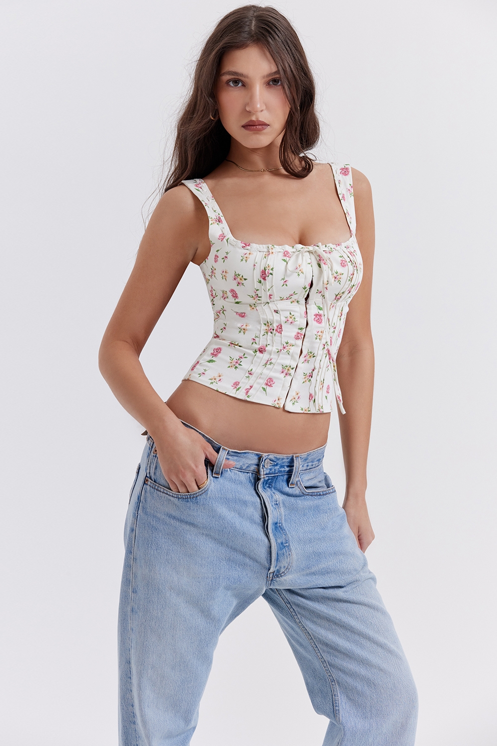 Chicca-Rose Print Floral Top