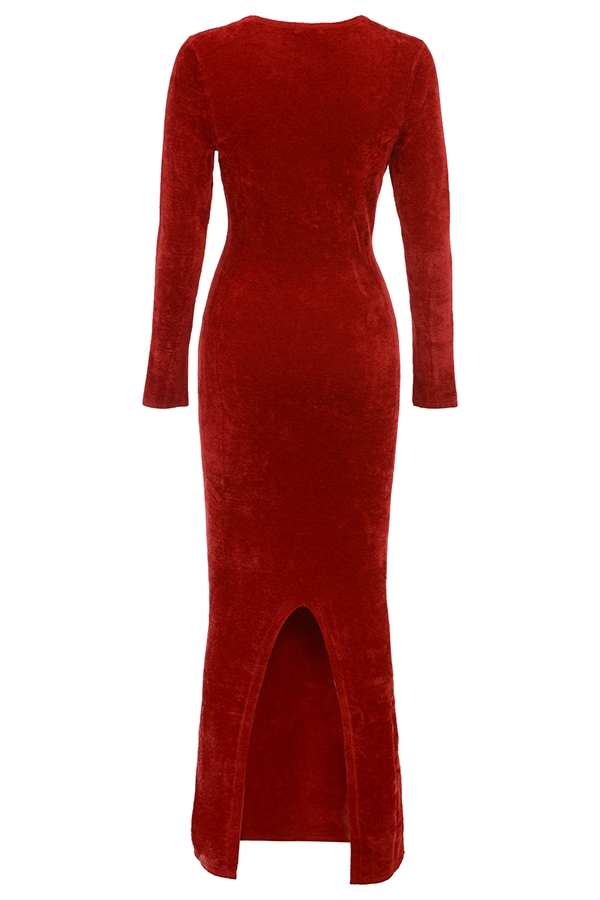Aria-Scarlet Chenille Sweetheart Dress
