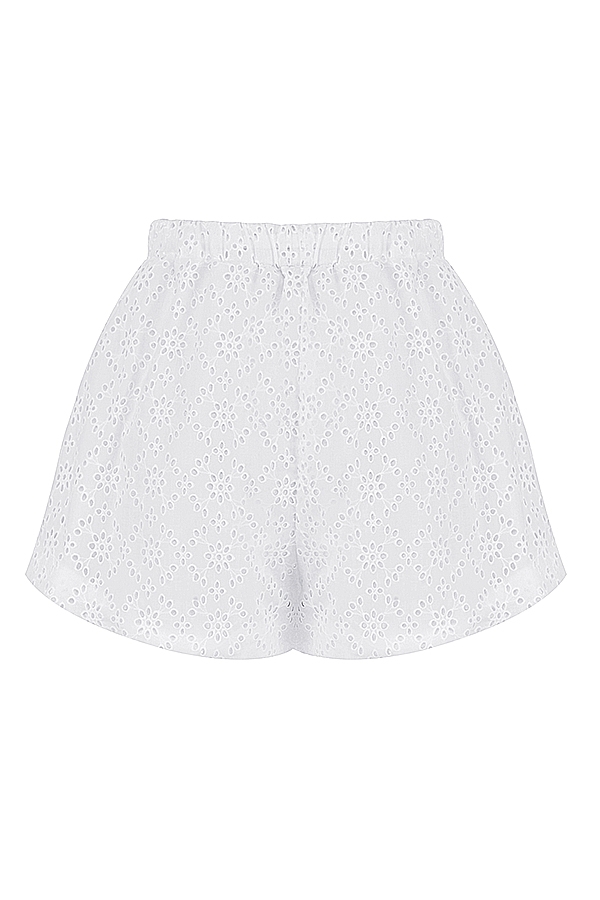 Mae-White Broderie Anglaise Shorts
