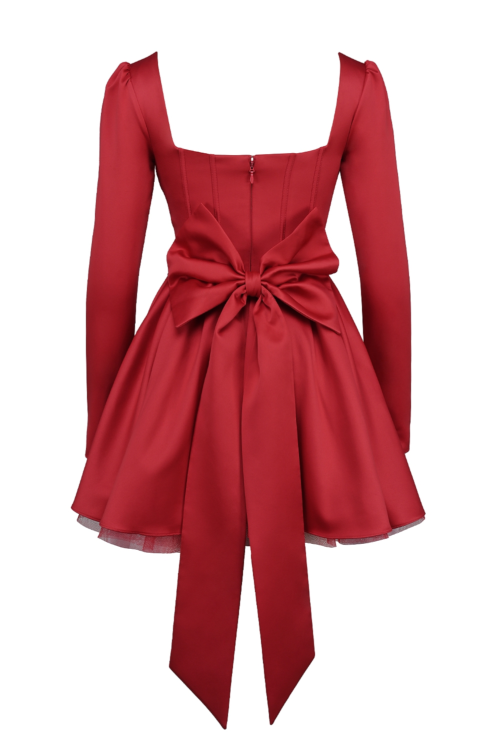 Nina-Holly Red Removable Bow Tulle Mini Dress - SALE