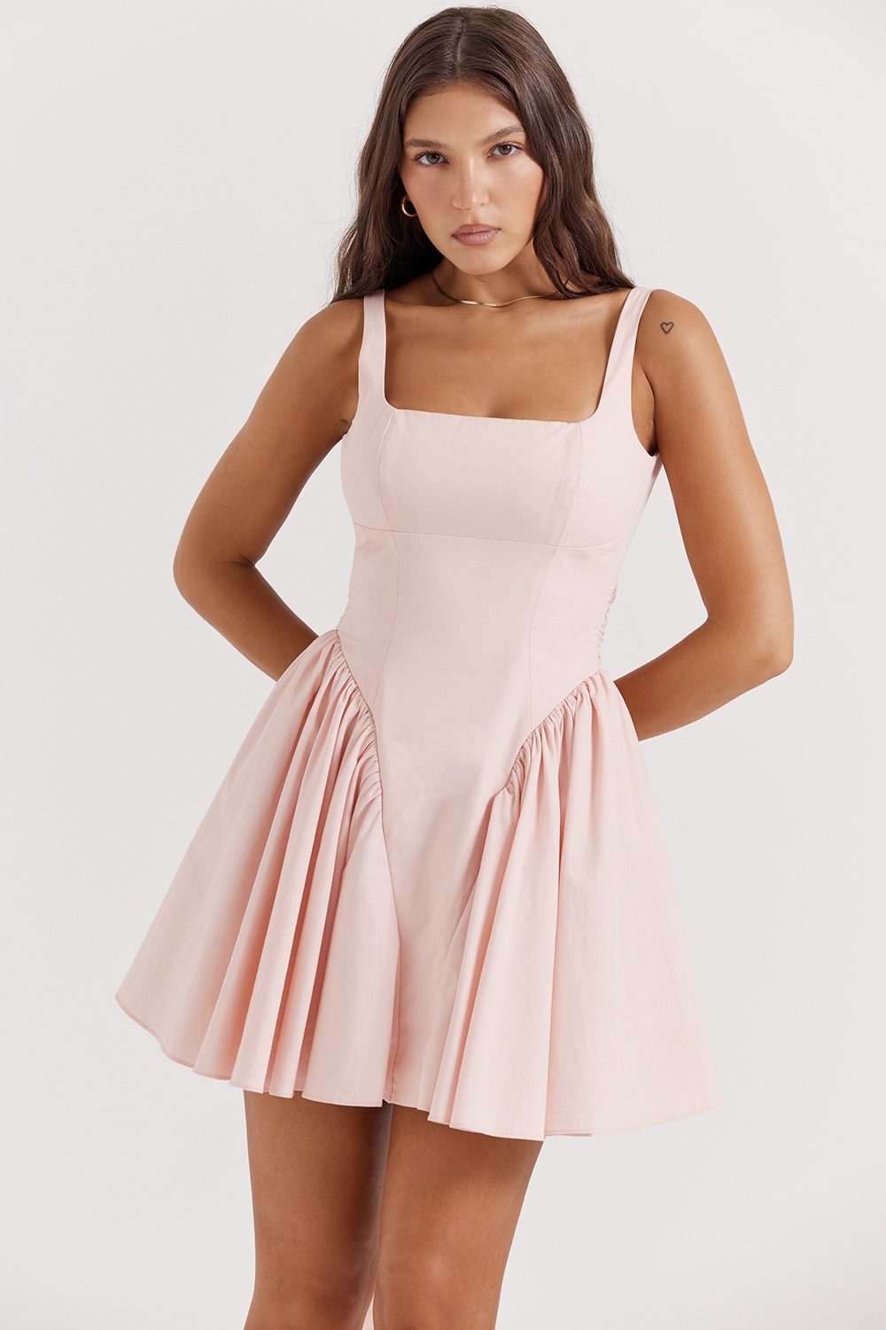 Florianne-Soft Peach Bow Mini Dress