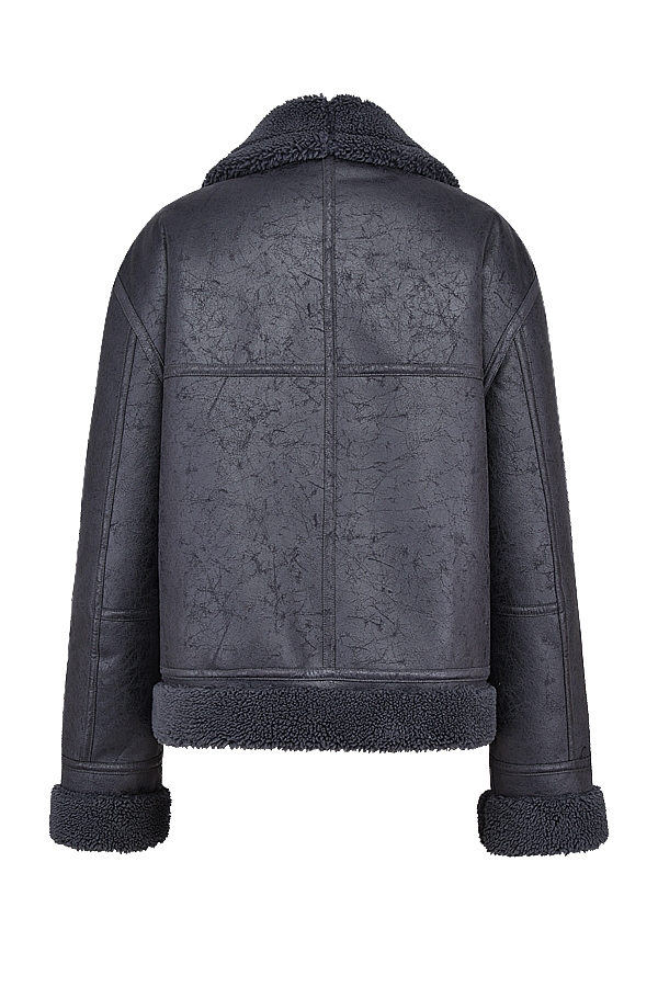 Madden-Grey Vegan Shearling Aviator Jacket
