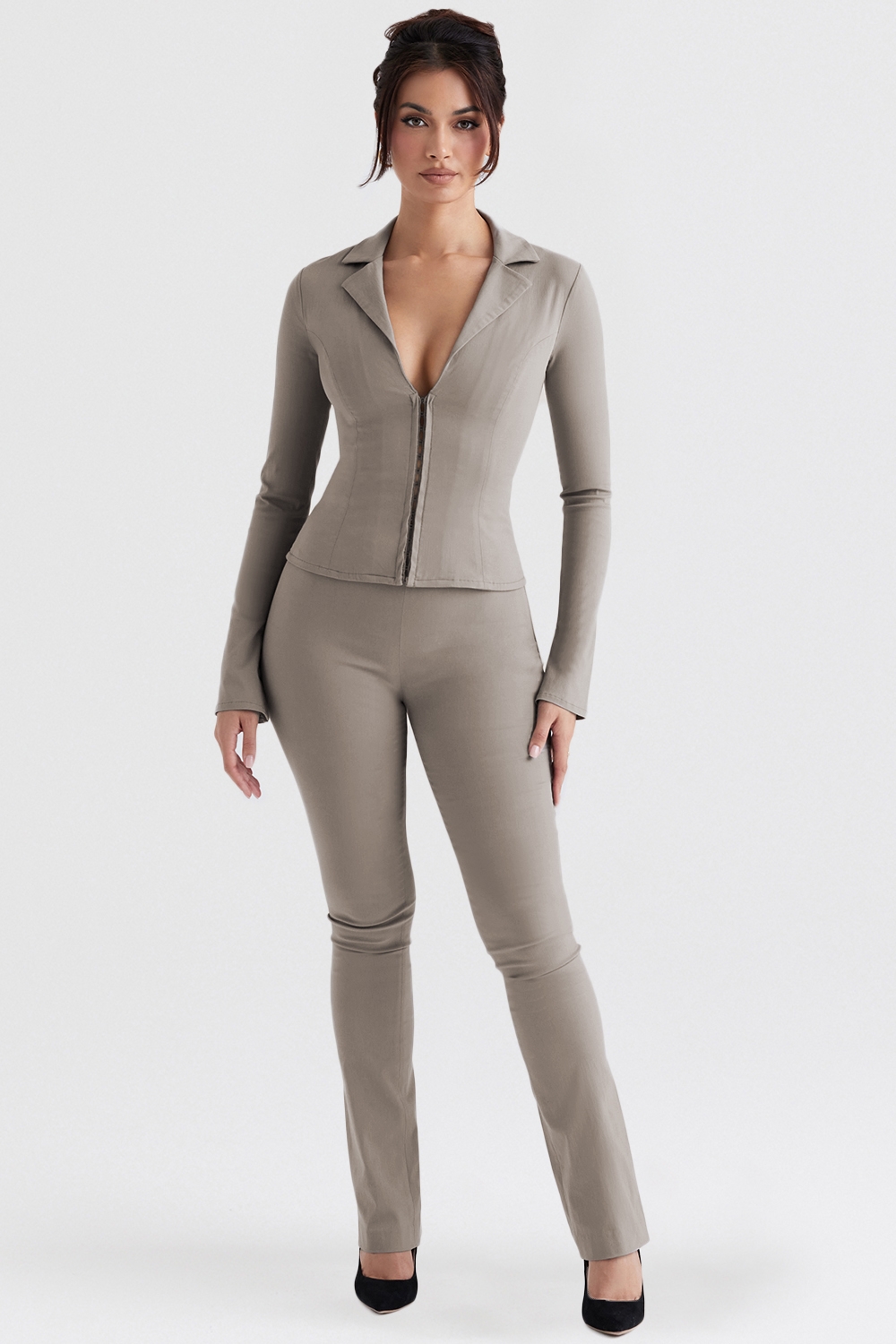 Laurel-Smoke High Waisted Trousers