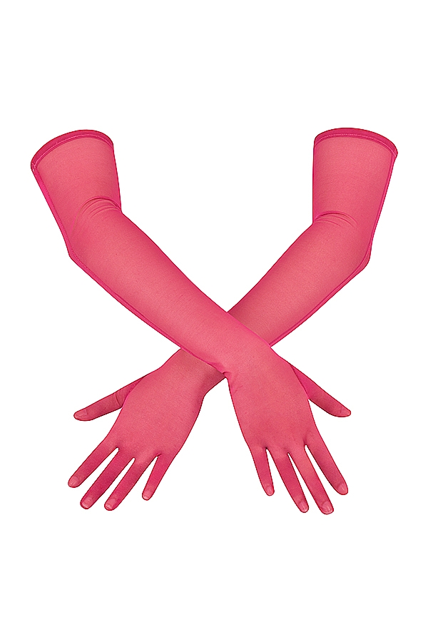 Esther-Pink Mesh Opera-length Gloves