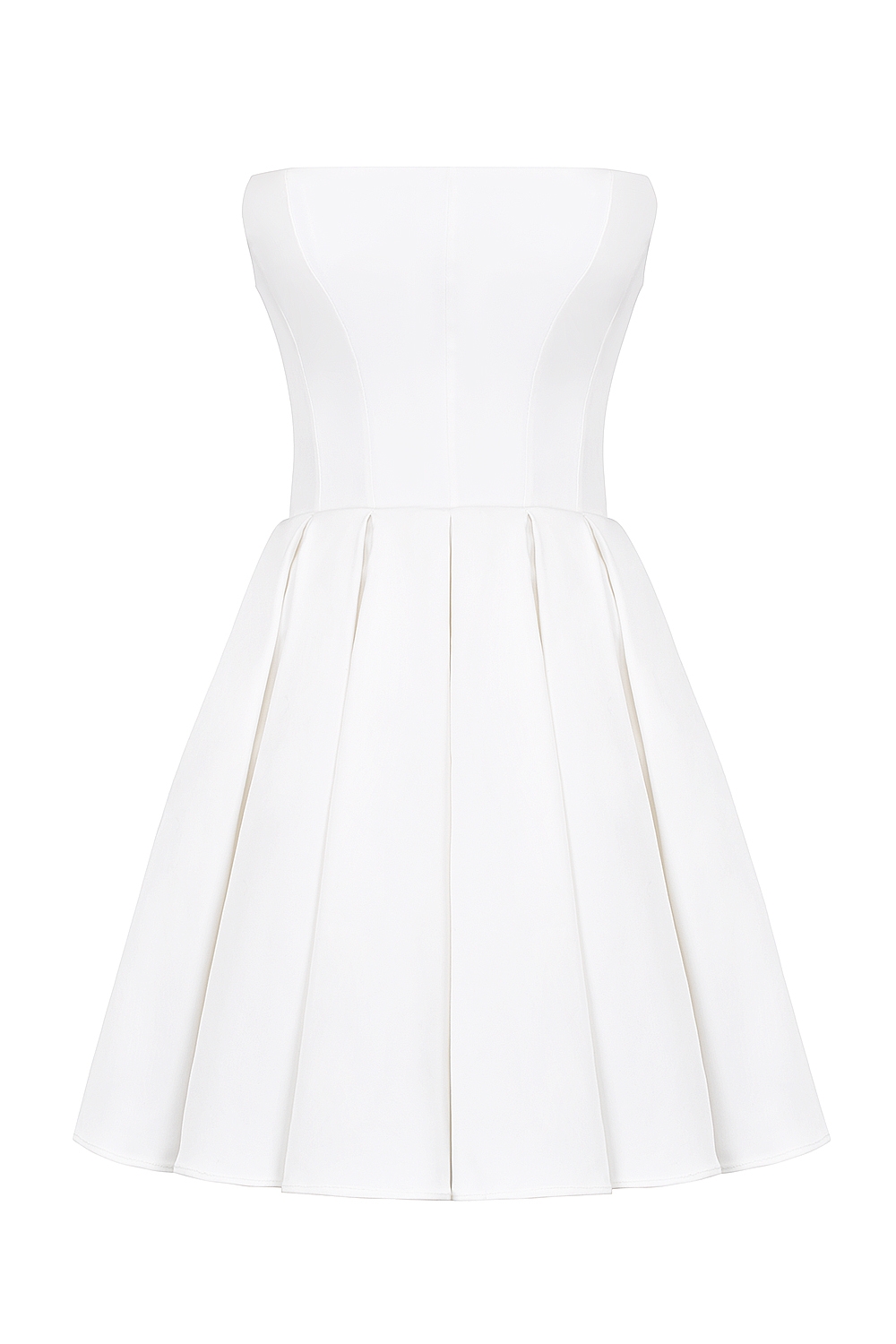Emmanuela-White Strapless Pleated Mini Dress