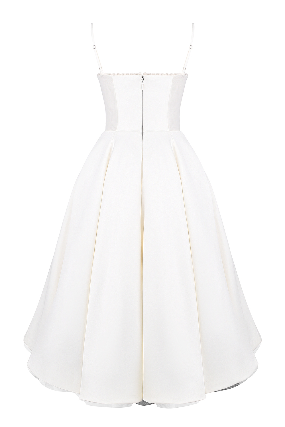 Mademoiselle-White Tulle Midi Dress