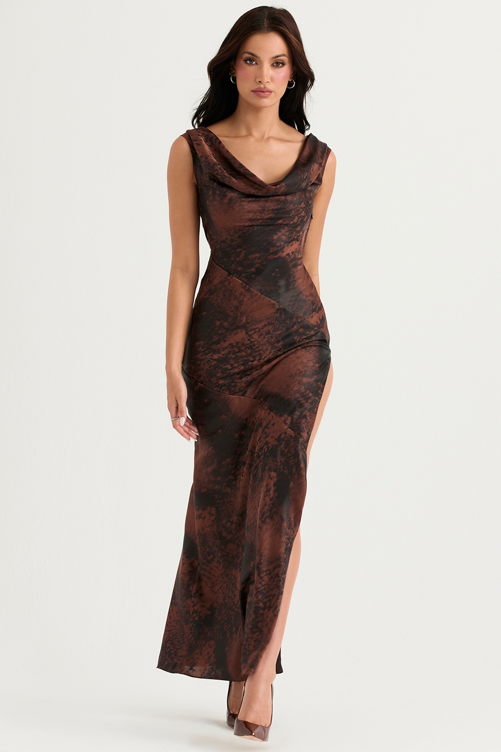 Alaina-Antique Copper Bias Cut Maxi Dress