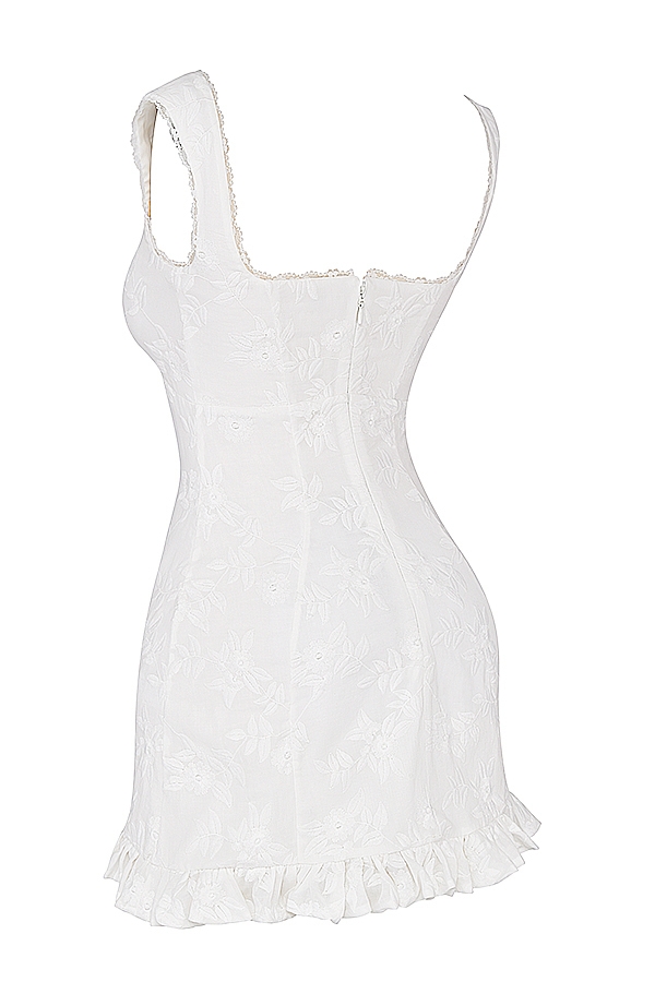 Odessa-White Embroidered Mini Dress