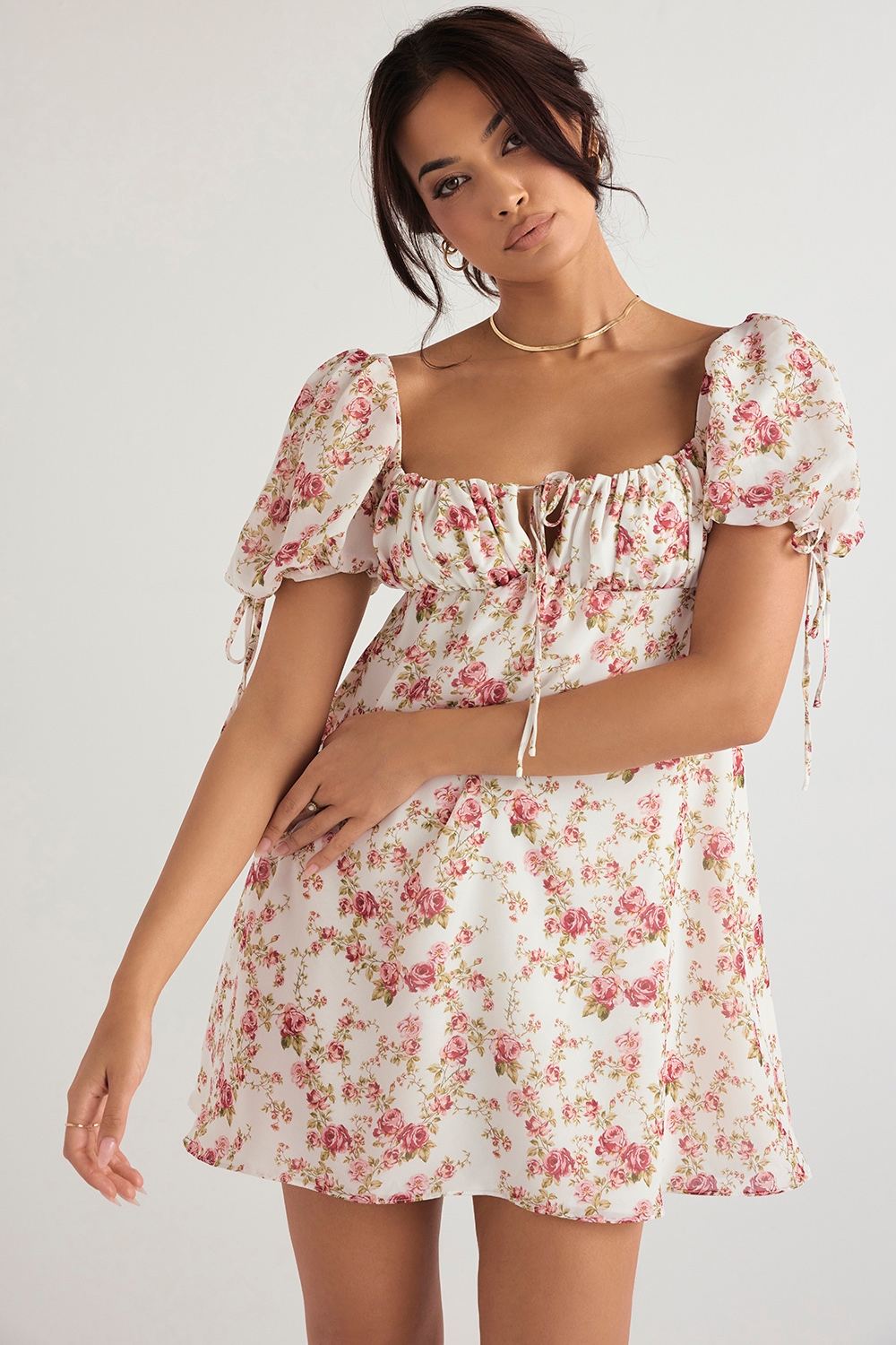 Princess-Rose Print Mini Dress - SALE