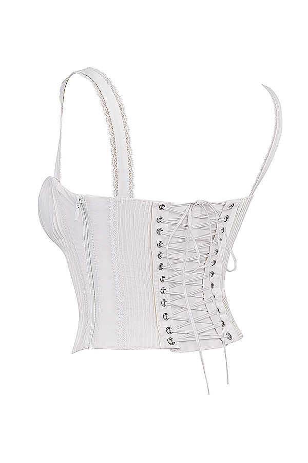 Gini-White Lace Back Corset
