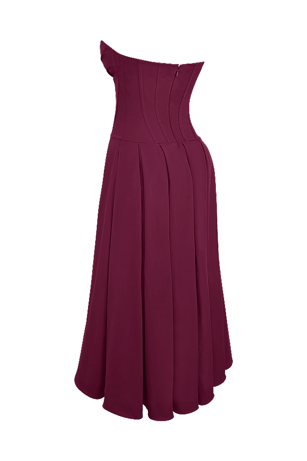 Lady-Wine Strapless Midi Dress