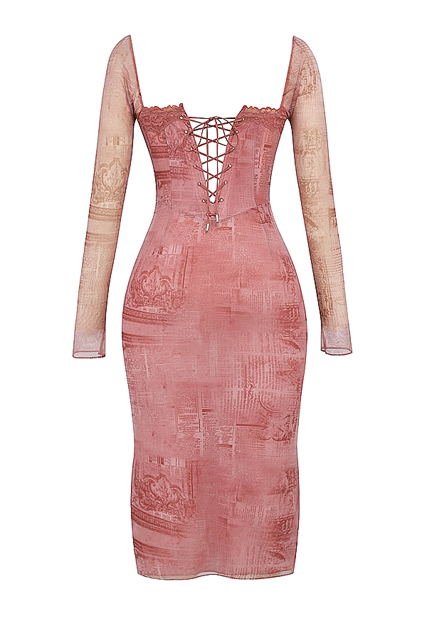 Seraphina-Pink Print Corset Dress