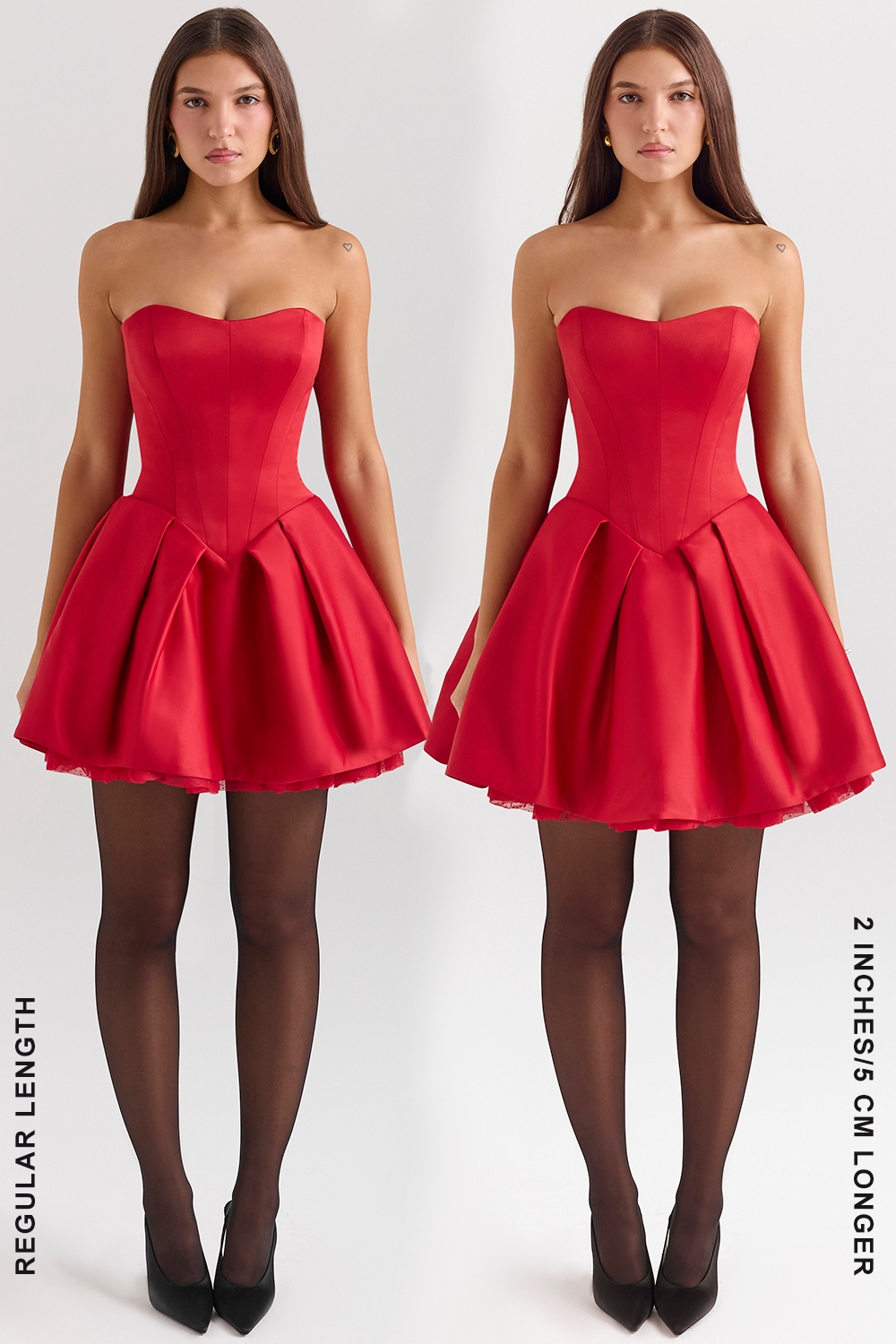 Salome-Holly Red Satin Detachable Bow Mini Dress