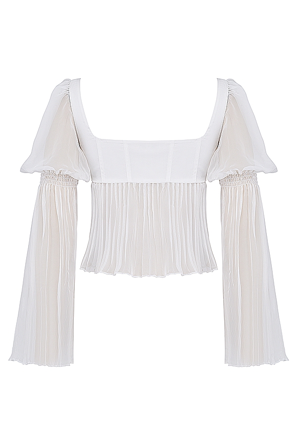 Lucie-White Pleated Top