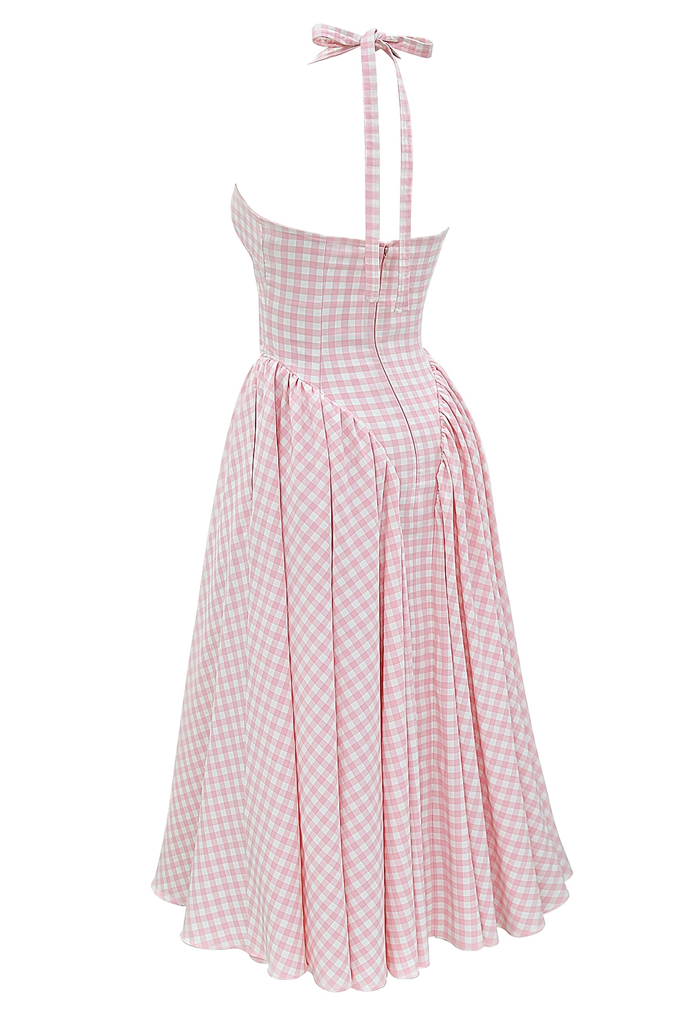 Marilyn-Strawberry Shortcake Gingham Halter Midi Sundress