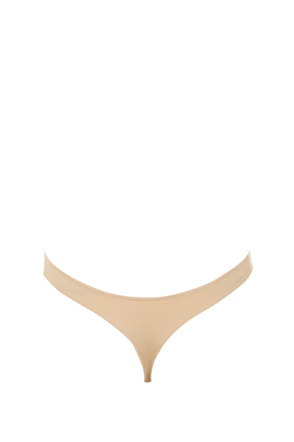 Beige Plunge Self Adhesive Backless Bodysuit